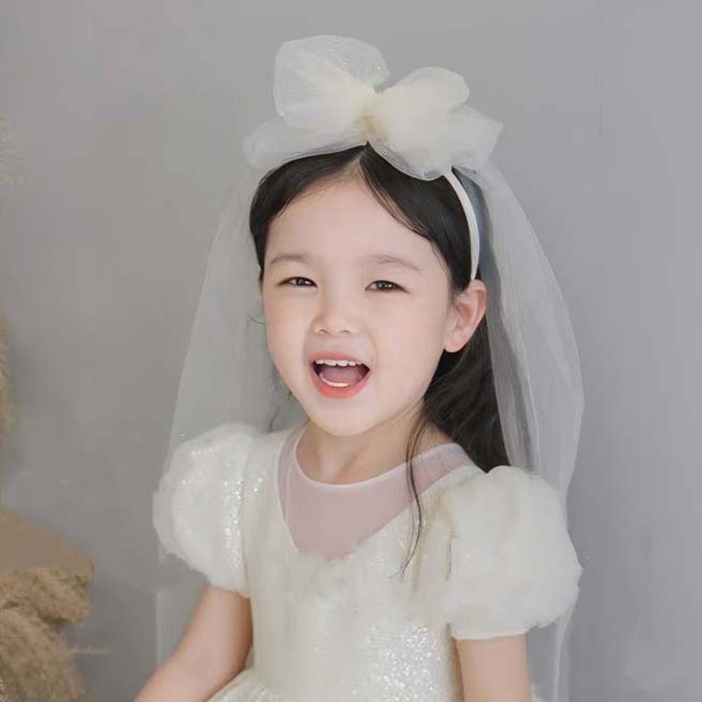 Flowing Bow Veil Hair Hoop Polyester Bridal Tulle Fashion Girls Head Gauze Party Cosplay