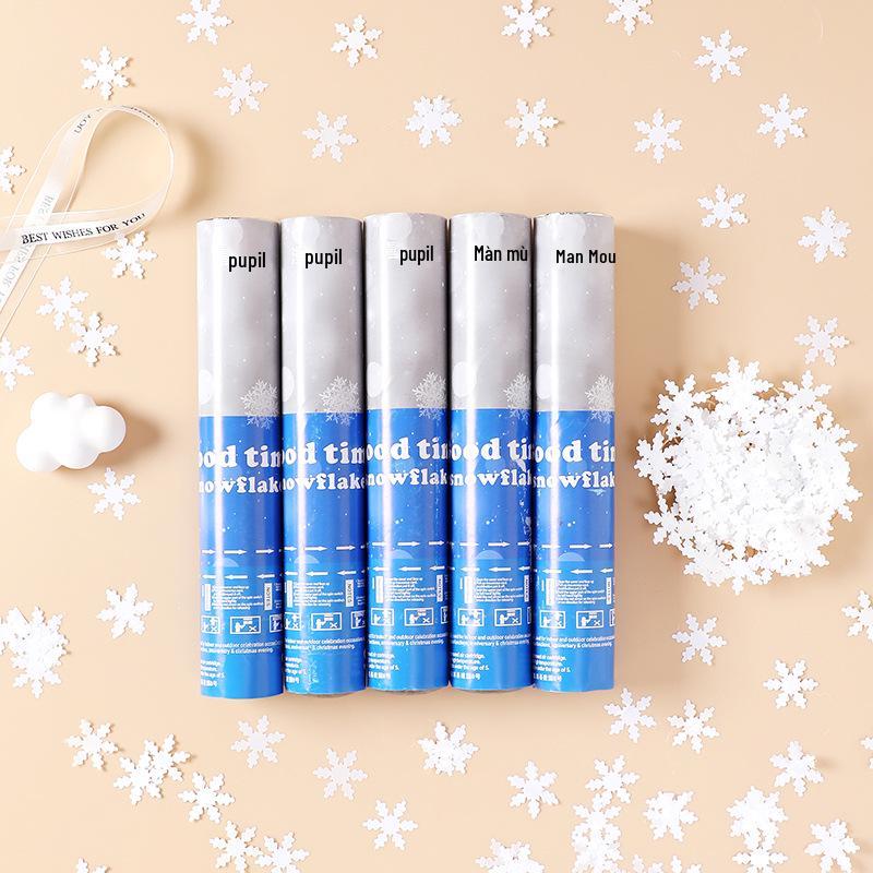 30cm Handheld Christmas Snowflake Confetti Cannon - Festive Snow Spray and Firecracker Tube