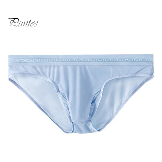 Men Briefs Mid-rise High Elasticity Tight Fit Breathable Panties Solid Color Mesh Stitching Sexy Underwear Daily Wear