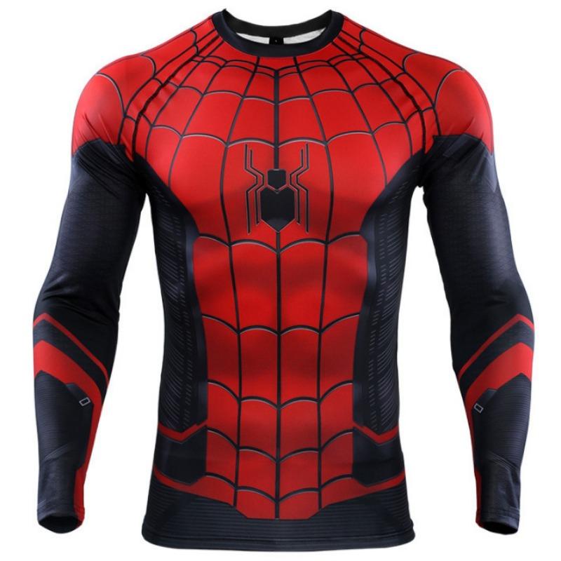 T-shirt Imprimé Numérique 3D Super-Héros Manches Longues Thème Halloween Fête Costumée Tenues de Jeu de Rôle pour Homme