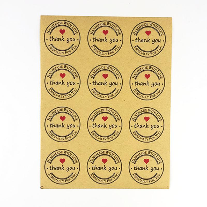 120 Stickers Kraft Paper Thank You Stickers3.8cm Thank youSealing Sticker Adhesive Label Stickers