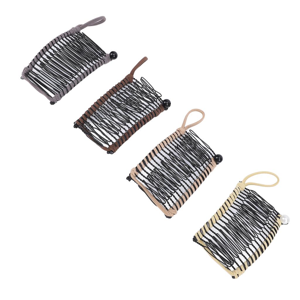 4pcs 20 Teeth Stretch Banana Comb Clincher Light Brown Gray Yellow Dark Brown Hair Banana Clips for Curly Thick Wavy