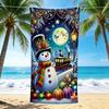 1Pc Christmas Snowman Night Beach Towel, Quick Dry, Multi-Use for Beach Pool Gym Yoga Home Travel, Christmas, Halloween, Xmas Gift S300