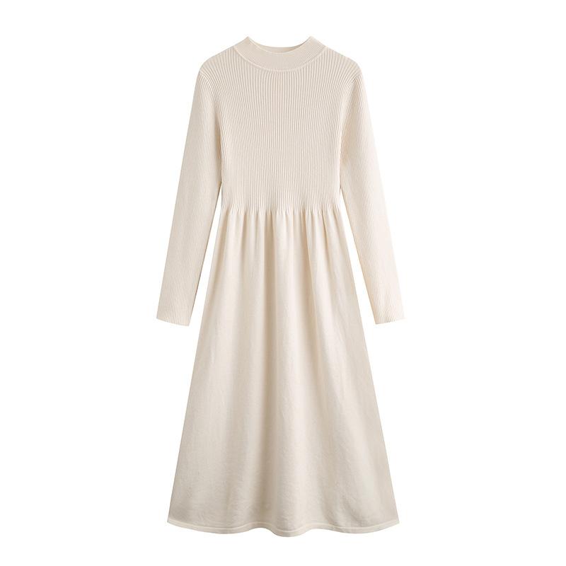 

Зимнее новое литературное и милое платье для девочки с утолщенным низом, вязаная юбка на талии, с длинным рукавом One Size