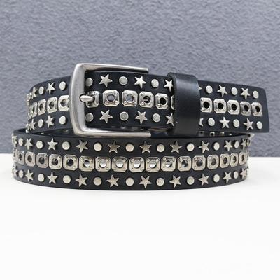 Gothic Y2K Star Eyelet Rivet Leather Belt