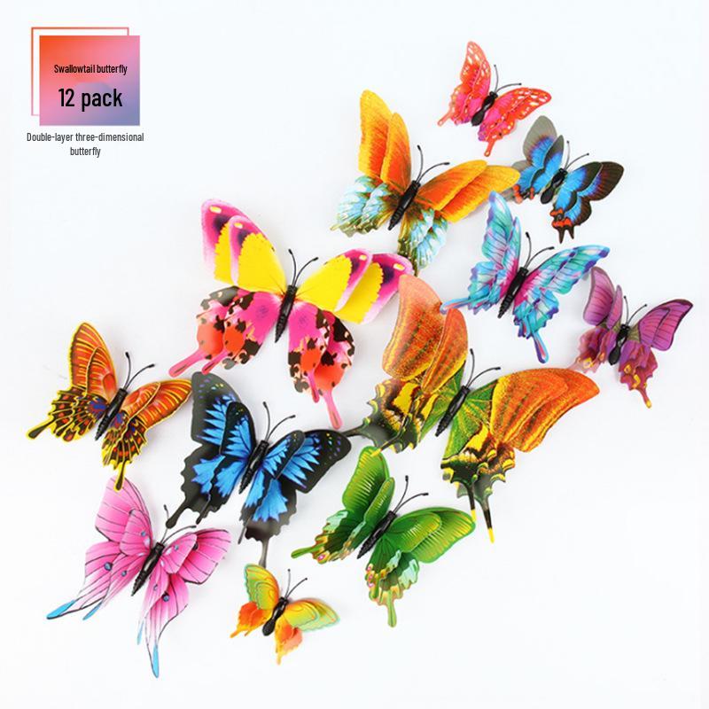 3D Butterflies Wall Decor: Stereoscopic Stickers for Living Room, Bedroom, or Fridge.