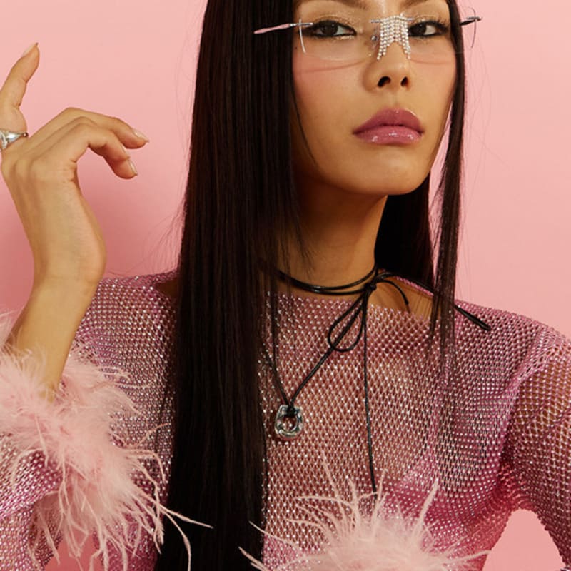 

NIMBUS Sparkle Horseshoe Leather Necklace (PK) BROWN