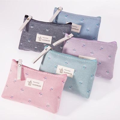 Japanese & Korean Floral Canvas Waterproof Makeup & Wash Bag - Women's Large-Capacity, Portable, Ins Style Pencil Case