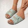 2025 Stylish Women's Rhinestone Flat Sandals - Trendy Cork Beach Design