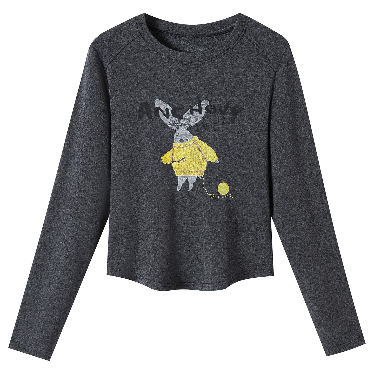 Women s Long Sleeve Jacquard Rabbit Knit Pullover - 2026 Spring Collection L серый