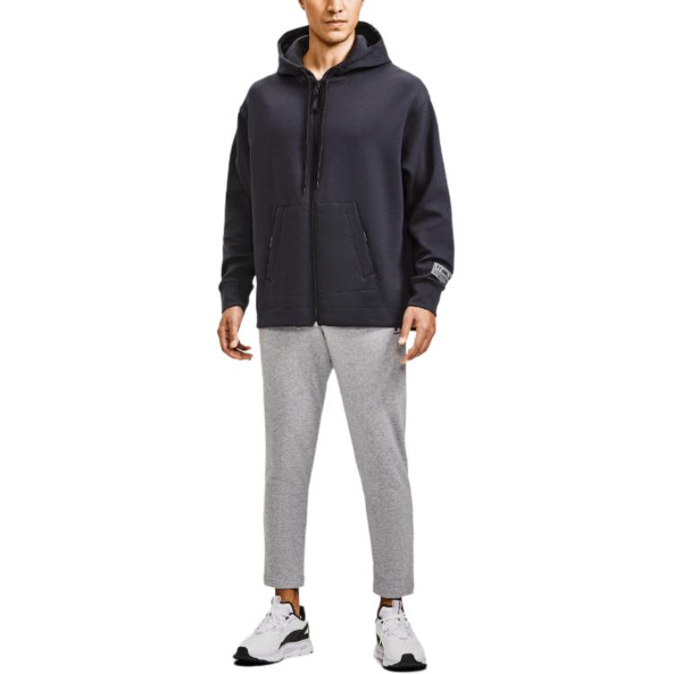 Under Armour Sweatshirts Men's Black Hooded Moderate Cardigan 1379051-001