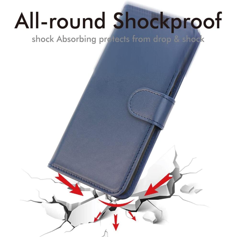 TECHGEAR Leather Wallet Case for Oppo A16s - Blue PU Leather, Magnetic Closure, 3 Card Slots + Cash Pocket, Stand & Wrist Strap (HJ8U)