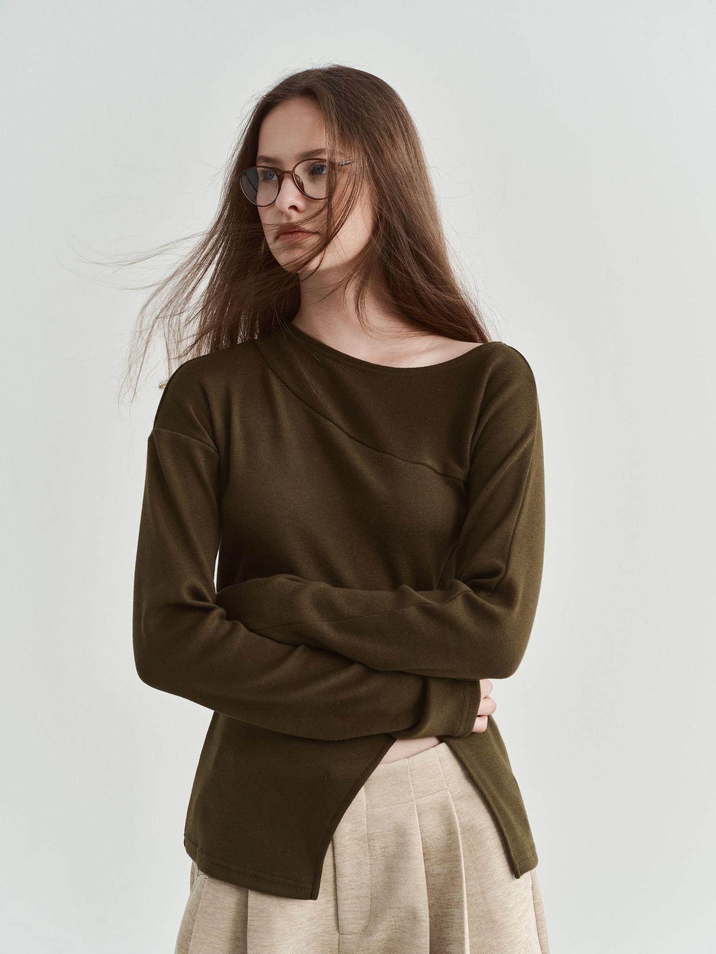 

French Slim Fit Women s Gray Sweater with Textile Song Design Medium темно-зелений колір