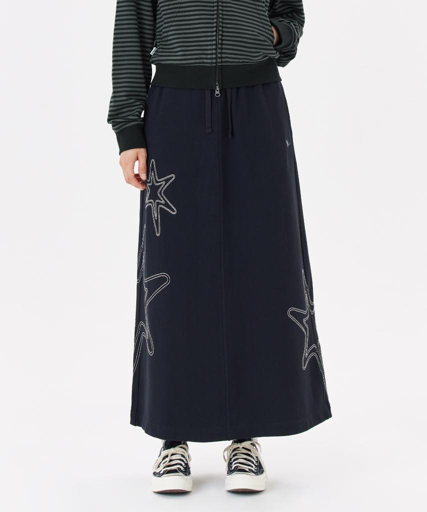 Mark Gonzales Women'S Sweat Long Skirt - Black