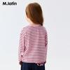 M.Latin Kids' Striped Print Contrast Collar Long-Sleeve T-Shirt