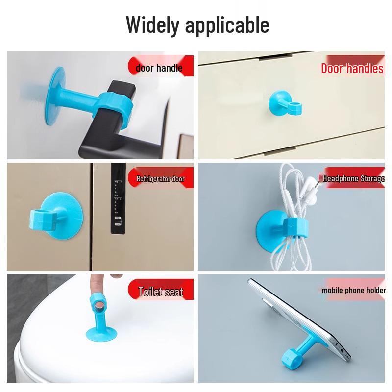 Silicone Punch-Free Door Stopper: Anti-Collision Pad and Handle Bumper for Bathroom and Toilet Doors