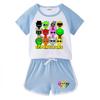 Kids' Summer Color Block Sports Set: Short Sleeve Tee & Hot Pants Two-Piece
