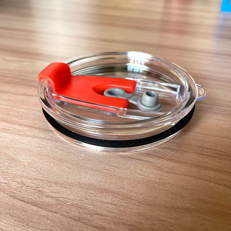 Ice Cup Lid 30oz Straw Lid with Sealing Flip Cover Car Cup Lid Large Capacity Thermos Cup Transparent Plastic Cup Lid Red 30oz