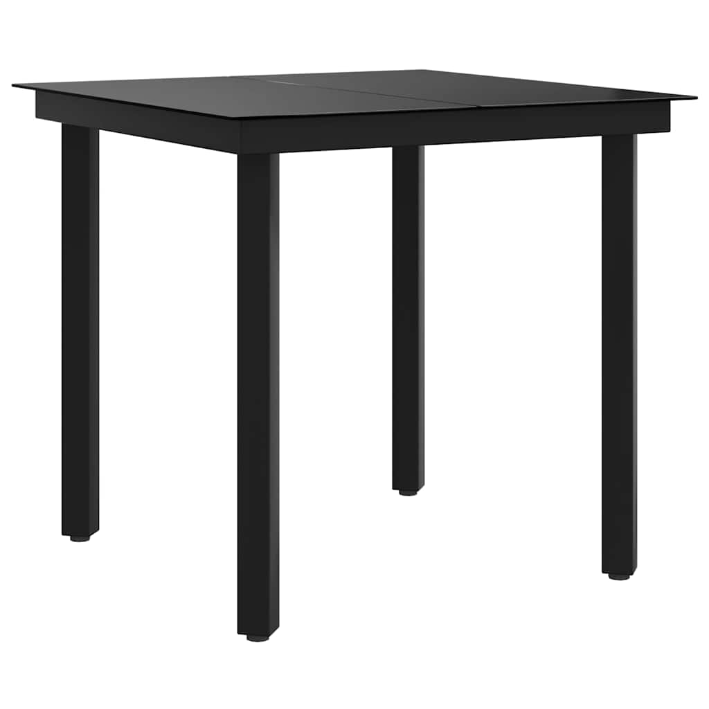 Garden Dining Table Black 80 x 80 x 74 cm Steel and Glass