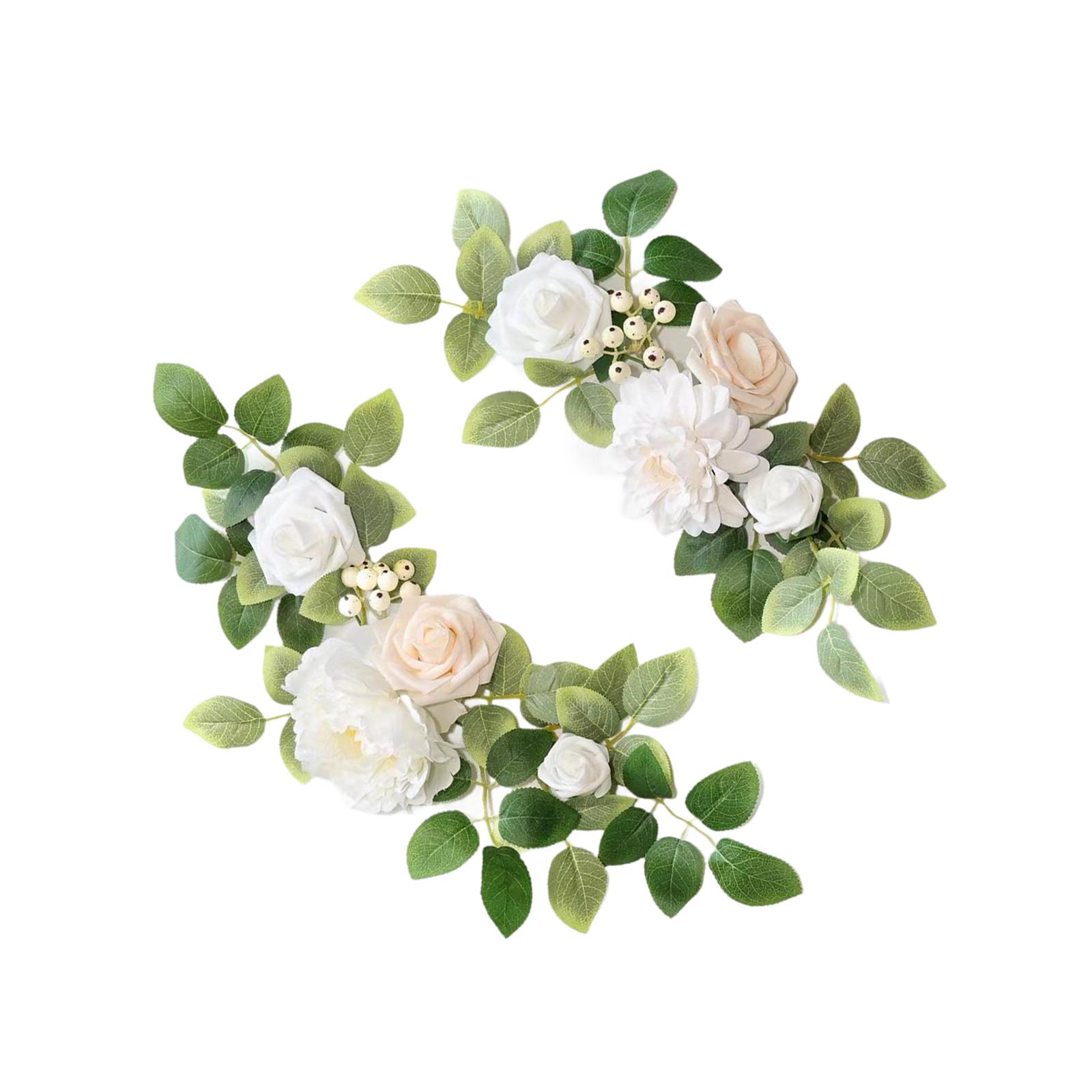 

2x Wedding Arch Flowers Floral Arrangement Swag Greenery Welcome Sign Decorations for Anniversary Ceremony Party Reception Decor