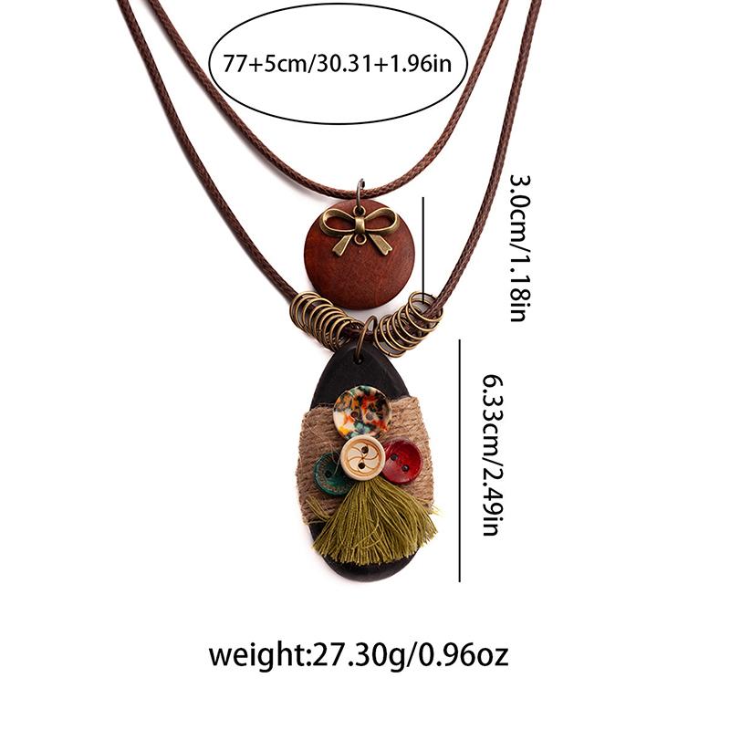 Resin Round Hollow Pendant Necklaces For Women Trendy Black Leather Rope Long Sweater Chain Necklaces Party Jewelry