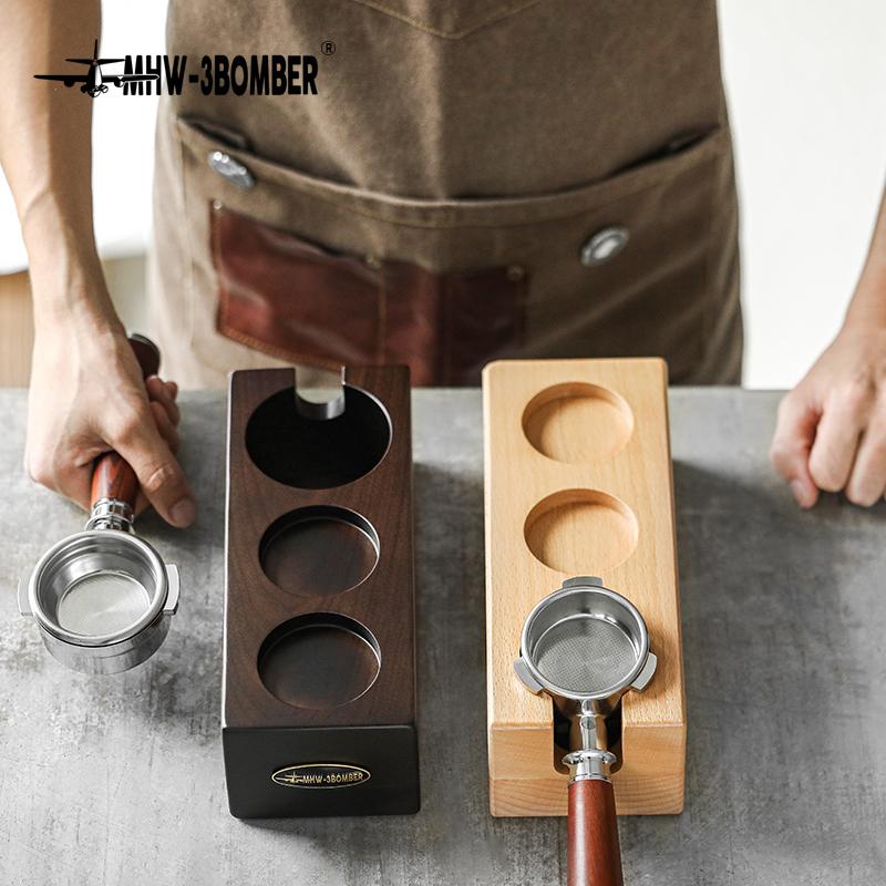 MHW-3BOMBER Espresso Tamping Station Wooden Portafilter Holder for 51-54mm Coffee Tamper Station Chic Home Barista Accessories