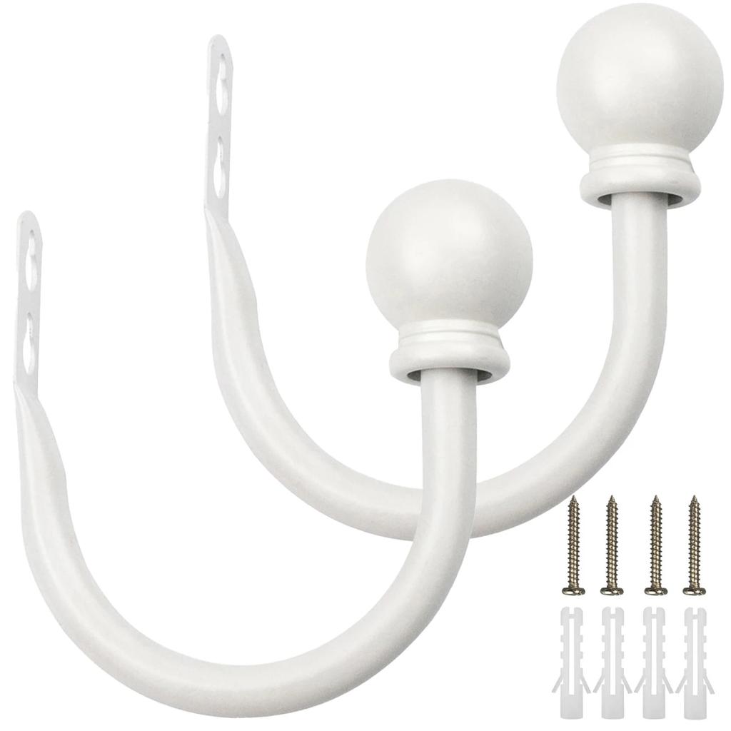 2Pcs Retro Curtain Holdbacks U Shaped Curtain Hooks Holder Accesories Decorative Wall Mounted Drapery Holdbacks Clip with Screw