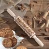 Weihnachts-Nudelholz mit Gravur, geschnitztes Holz, geprägtes Nudelholz, Küchenwerkzeug