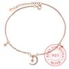 925 Silver Moon & Star Ankle Bracelet for Women, Zircon Minimalist Jewelry,Wedding Party Birthday Gift,Elegant Fashion Accessory