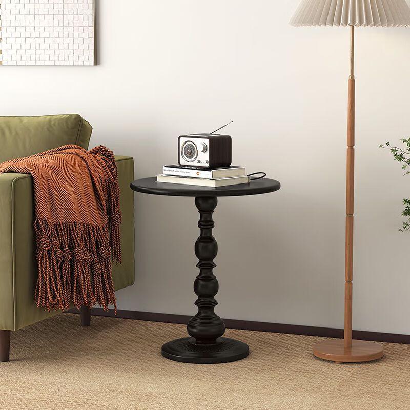 Vintage Black Metal Round Side Table