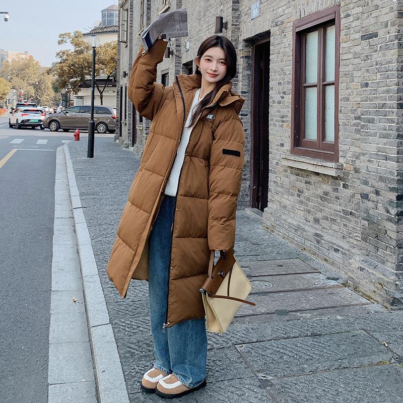 Long Down Cotton-padded Clothes, Winter Korean Version, Black Cotton-padded Clothes, Warm Fashion, Thickened Coat.