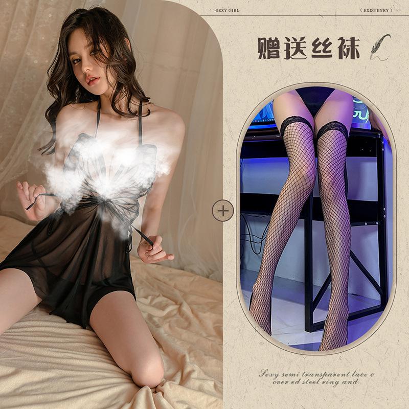 Sexy Lingerie Sexy Pure Lust Style Nightdress Female Butterfly Transparent Uniform Temptation Pajama Set Flirting Sex Fun Underwear