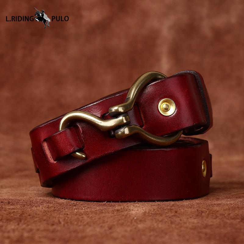 Thickened Vegetable Tanned Cowhide Belt Men's Genuine Leather Copper Hook Retro Personality Trendy Trouser Belt