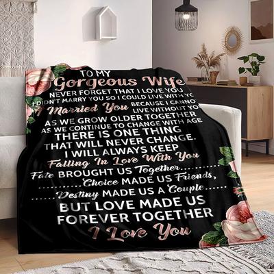 1pc Love Quotes for Wife Blanket - Perfect Gift for Birthdays, Christmas & Halloween- Soft, Warm & Versatile Yy250909150