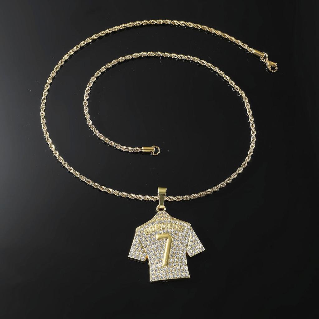 Hip-Hop Style Men's Alloy Pendant Necklace with Rhinestone 7 Jersey Design (2019 Edition)