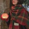 Women's Korean Plaid Tassel Scarf - Festive & Warm for Christmas & New Year