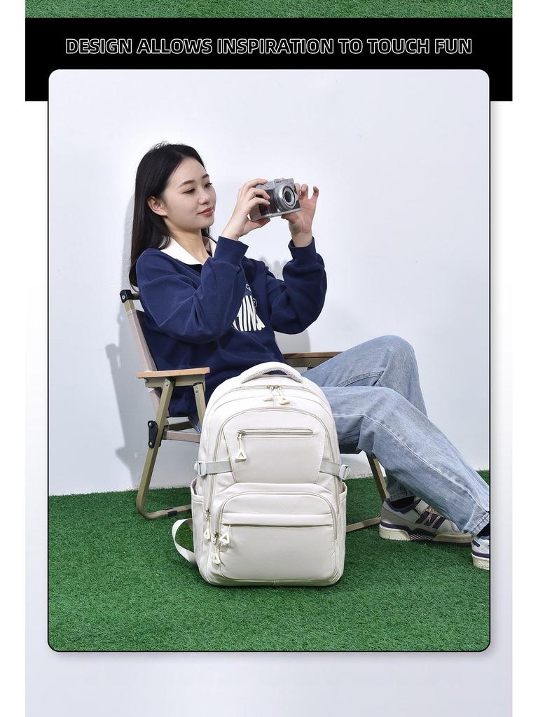 Large Capacity Korean Style Student Backpack for Junior High To College - Simple Design with Dual Straps