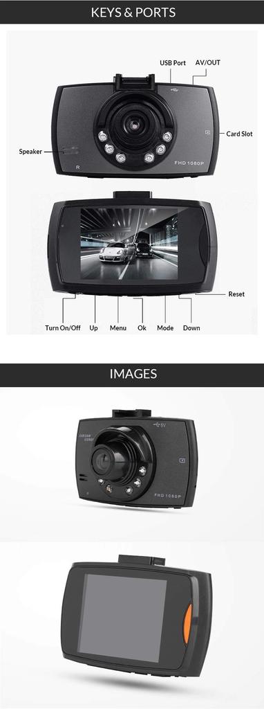 Dash Camera, 1080P Full HD Camera, 170 Degree Wide Angle, LED Signal Protection, Super