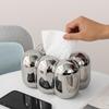 High-end Dining Table Tissue Box Ceramics Tissue Box Silver White Black