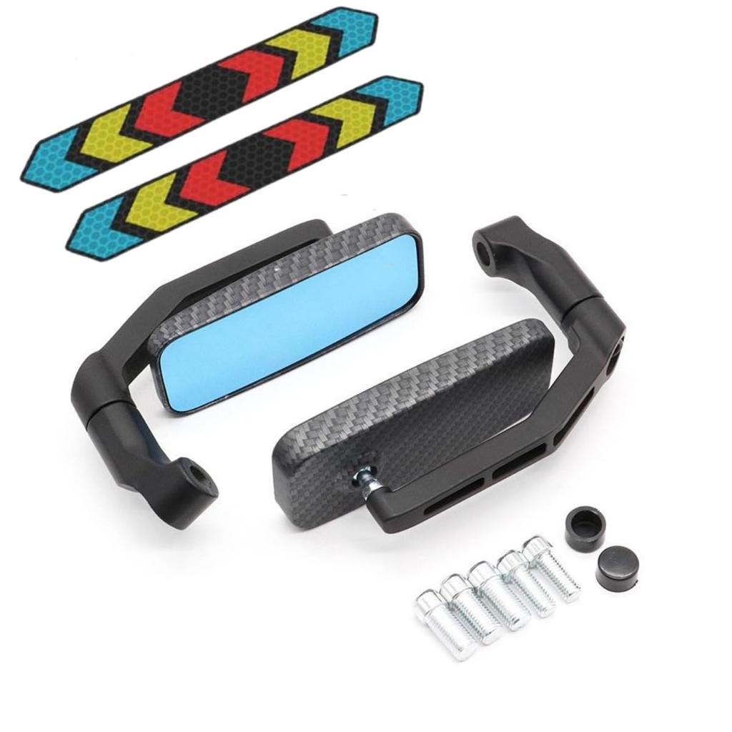 Bike Mirror, Square Type, Left and Right Set, Positive Screws, Reverse Screws, 0.3 inches