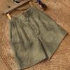 Retro Cotton and Linen Wide-leg Shorts for Women's Summer Thin Semi-elastic High-waisted Versatile and Thin Loose Casual Women's Pants