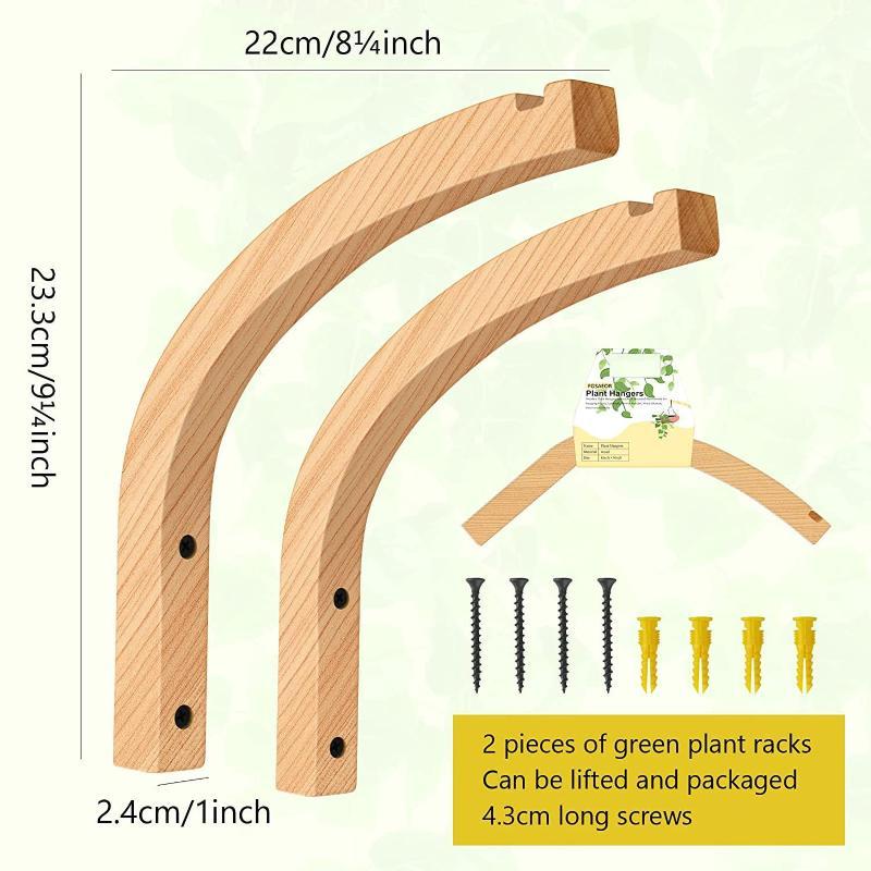 Minimalist Natural Wood Wall Plant Hanger Heavy Duty Hanging Flower Pot Hook for Modern Home Office Wall Decor