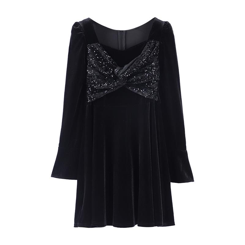 

Новое весеннее платье MM из корейского бархата люкс, стройнящее, для миниатюрных и больших размеров: Женская коллекция Thirteen Lines M 45-52.5 kg