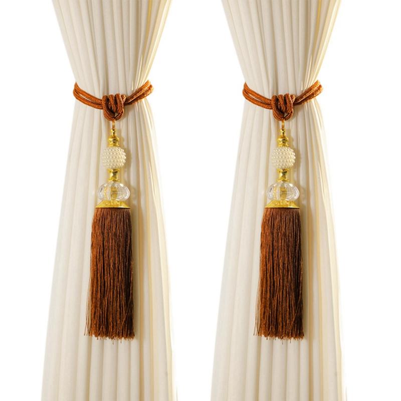 

2pcs Pearl Tassel Straps Curtain Tiebacks