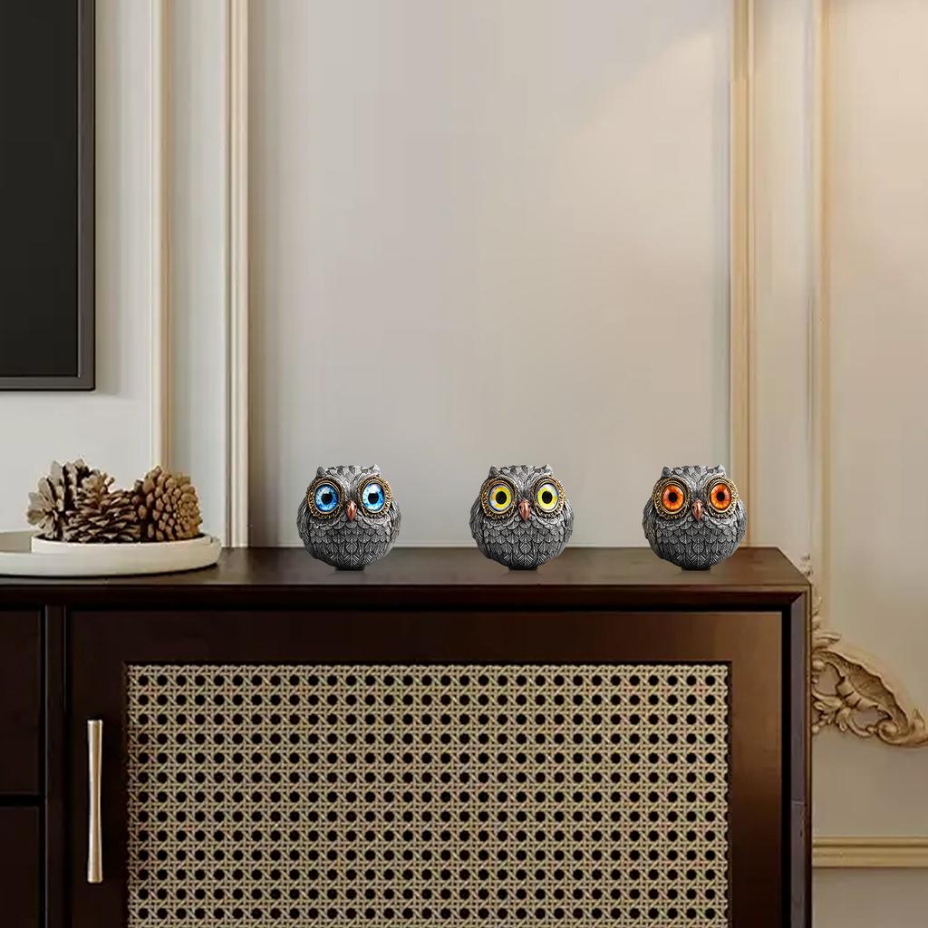 Owl Coffee Capsule Holder Stand 3pcs Resin Desktop Decor