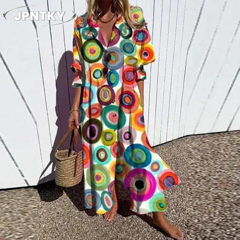 JPNTKY Abiti Casual da Donna alla Moda Estate Primavera Scollo a V