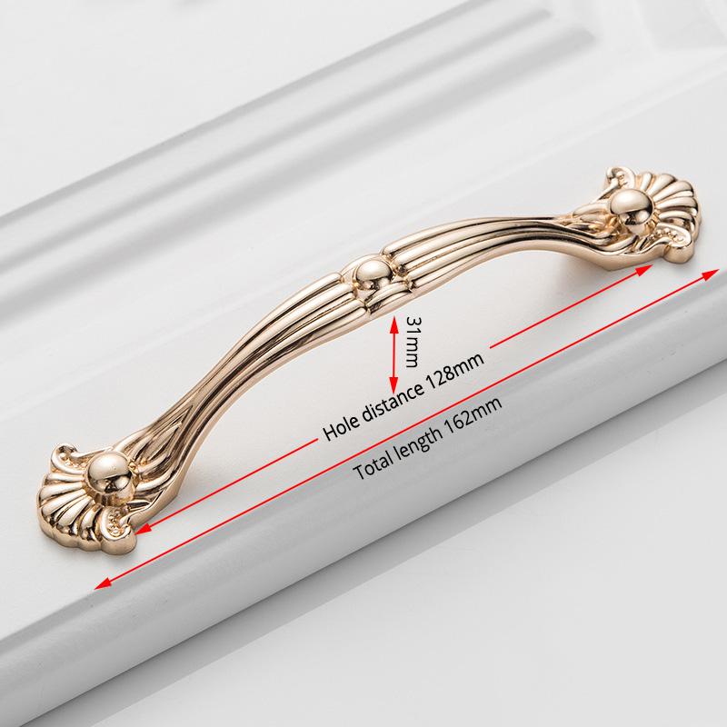 KAK 5 pieces Champagne Gold Door Handles Zinc Alloy Cabinet Handle Drawer Knobs European Wardrobe Pulls Kitchen Furniture Handle