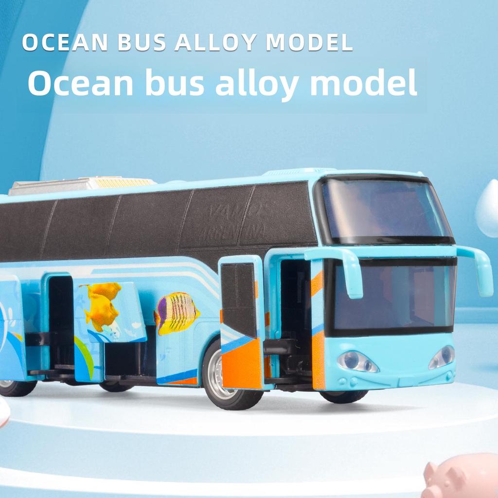 Alloy Passenger Bus Model with Sound, Light, and 5-Doors: Creative Decorative Toy