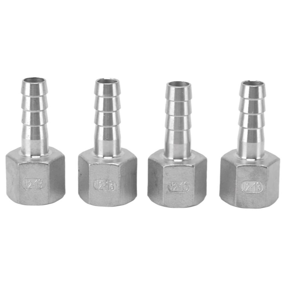4pcs 13mm 1/2in Hose Barb Connector Stainless Steel Pipe Fitting Coupler Home Brew Fitting