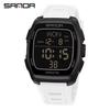 SANDA 9080 Square Original Men's Electronic Watch Wear-Resistant Waterproof Youth Bracelet Fashionable Gift for Boys With Alarm